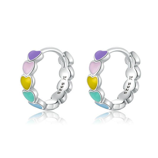 Heart Hoop Earrings Rainbow Trend Jewelry