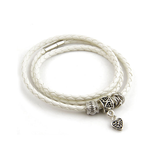 Newest Arrival Silver Plated Charm Leather Bracelet