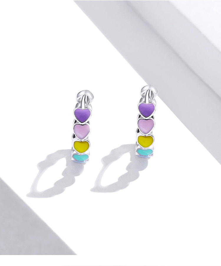 Heart Hoop Earrings Rainbow Trend Jewelry