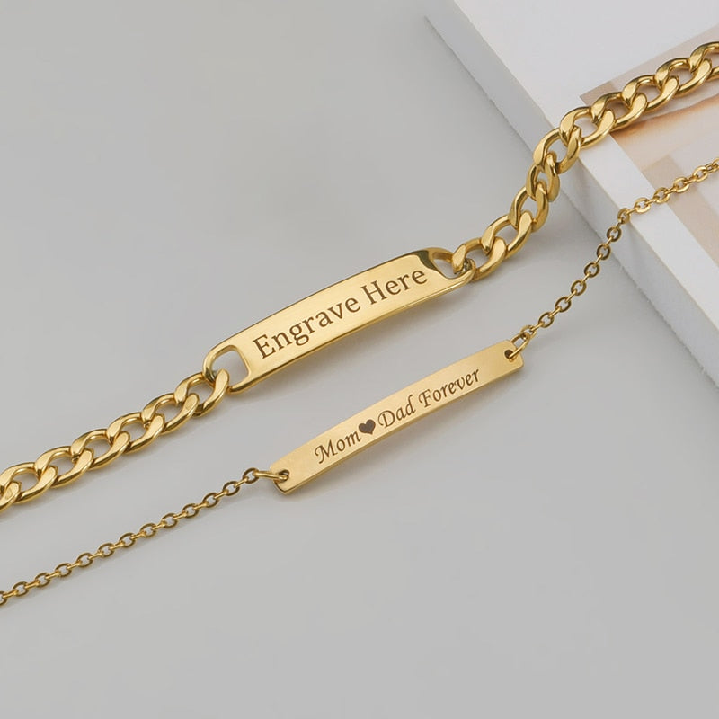 Customized Words Bar Chain Bracelet