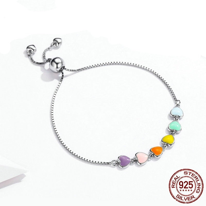 Heart Bracelet for Women Heart-shape  925 Sterling Silver Chain Bracelet Anti-allergy Jewelry