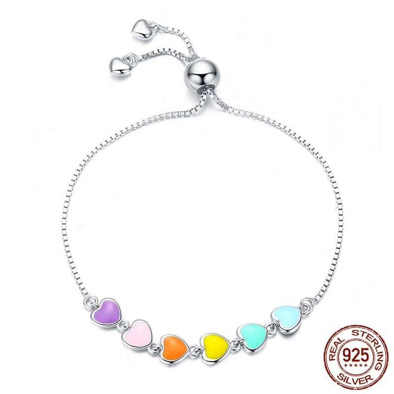 Heart Bracelet for Women Heart-shape  925 Sterling Silver Chain Bracelet Anti-allergy Jewelry