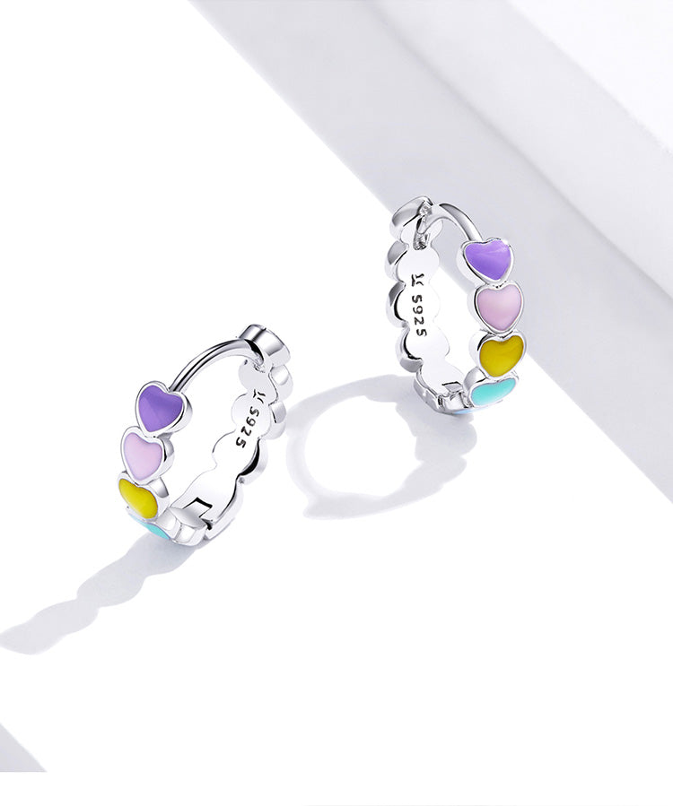 Heart Hoop Earrings Rainbow Trend Jewelry